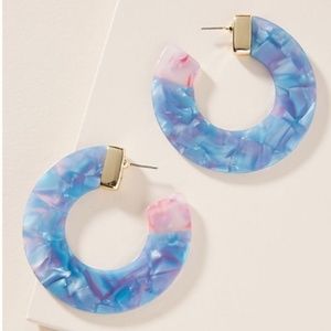 NWOT Anthropologie Resin Hoop Earrings blue/pink